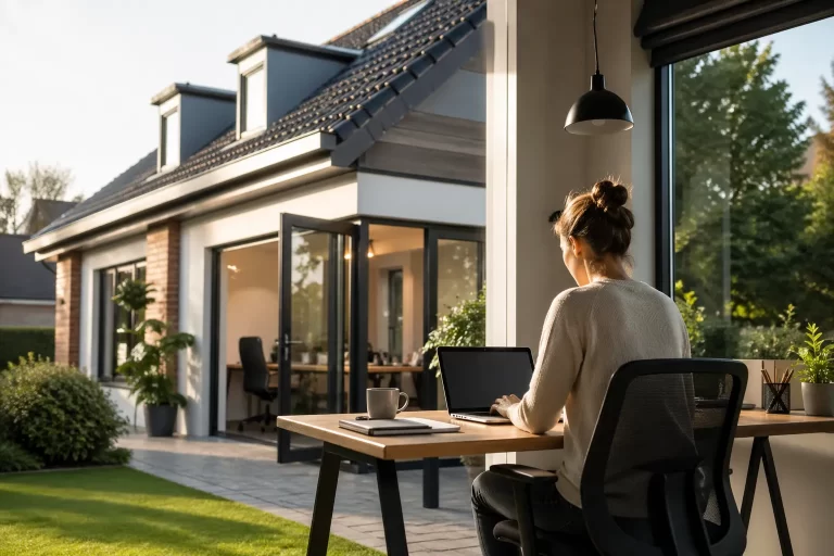 Een moderne woning met rustige werkplek aan huis, ideaal voor ondernemers die wonen en werken combineren.